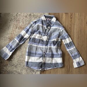 Kids Striped Button Down Shirt - Blue and White